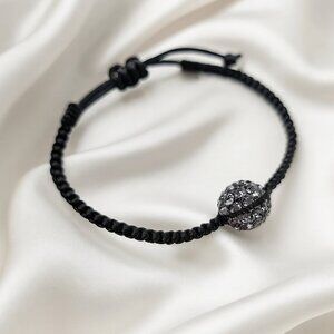 EXPRESS Black Beaded Bracelet – Adjustable w/ Rhinestone Accent Fashion Jewelry